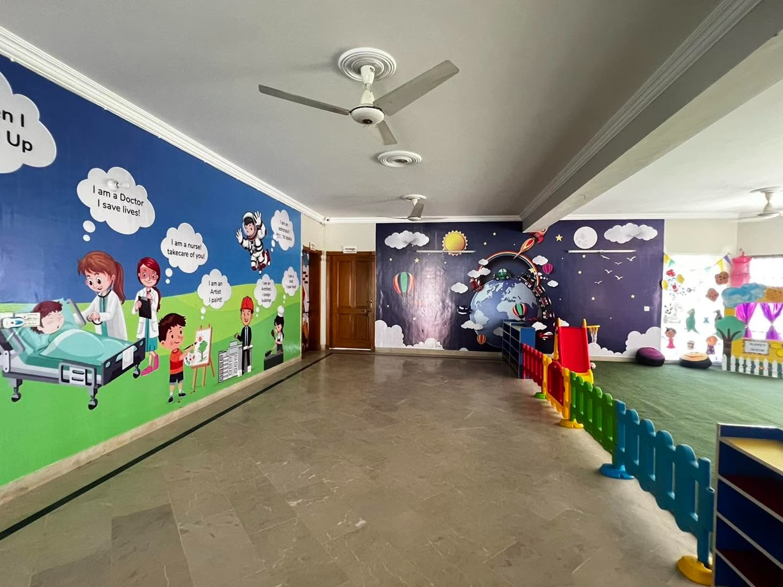 Early years wing with career-themed murals at Soan Garden Campus