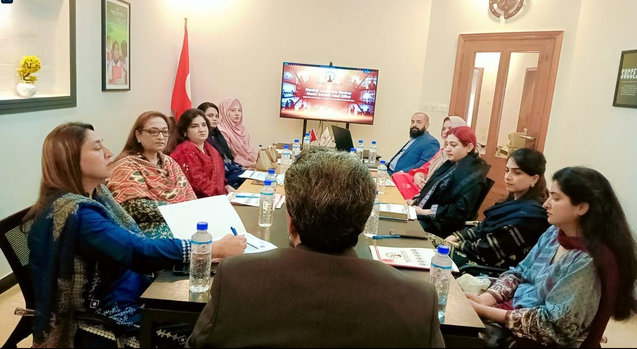 Mazen Schools North Region leadership team in session around the boardroom table at Head Office Islamabad