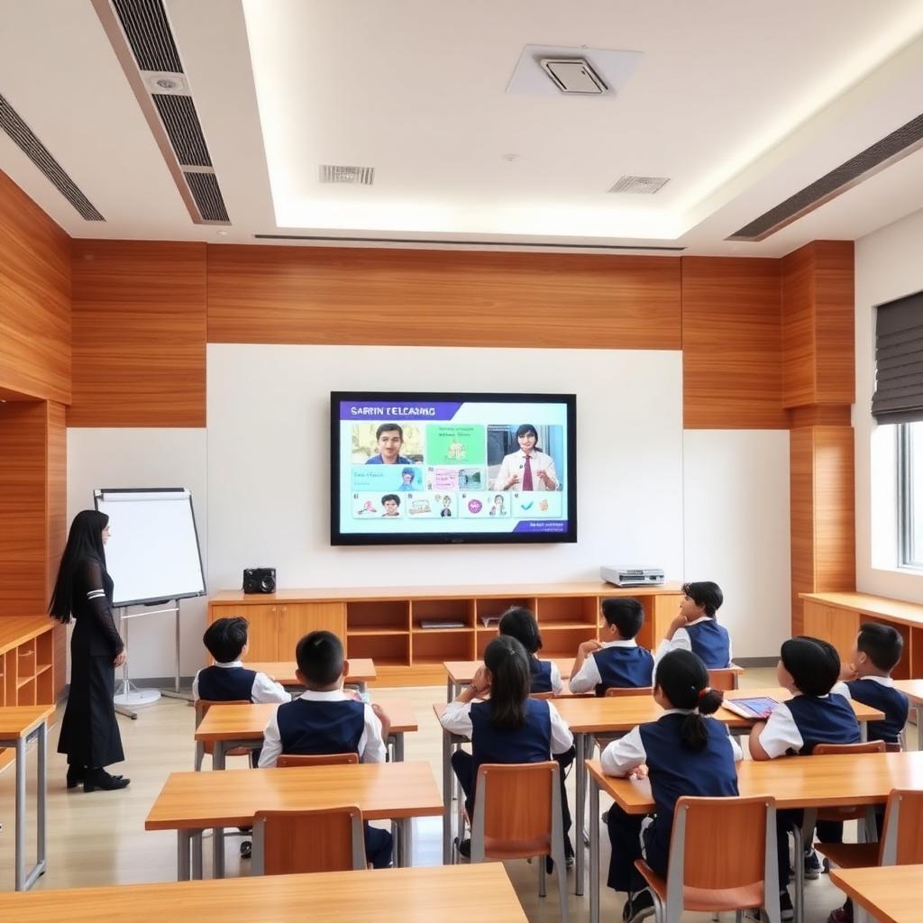 Smart classroom at Mazen Schools G-13 Campus with interactive panel